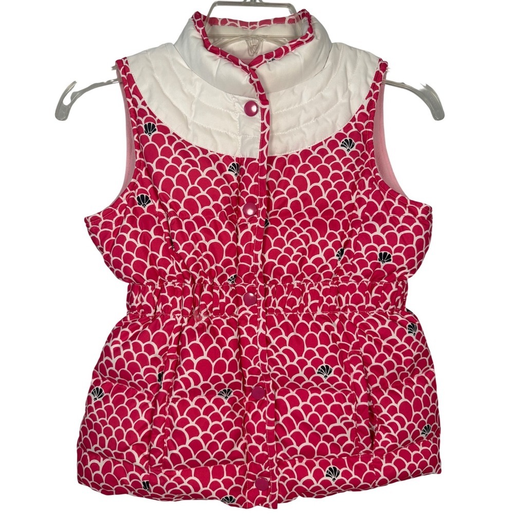 LILLY PULITZER Girls Wendi Cozy Puffer Vest "Daiquiri Pink Grand Scale", Size 12